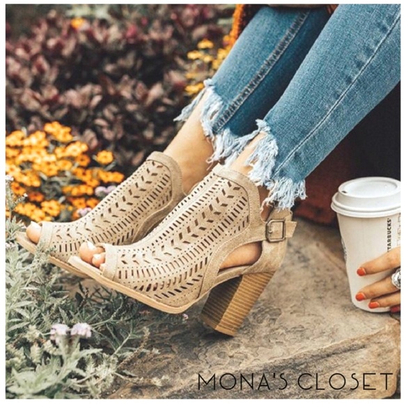 fabulous Shoes - *Host Pick* Taupe Peep Toe Booties (Last one!)